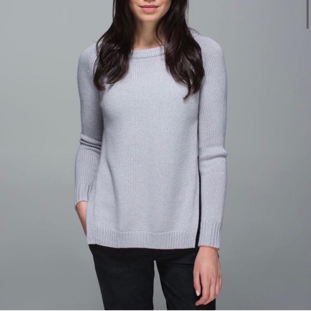 Lululemon Yin To You Crewneck Merino Wool Chunky Knit  Sweater Split Side